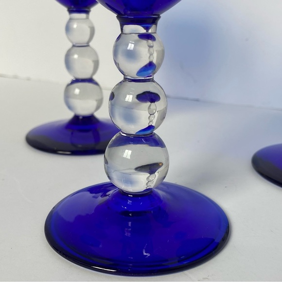 Bryce Brothers Cobalt Blue Aristocrat Wine Glass Sherbet Set of 2 of Ball Stem - Picture 2 of 11